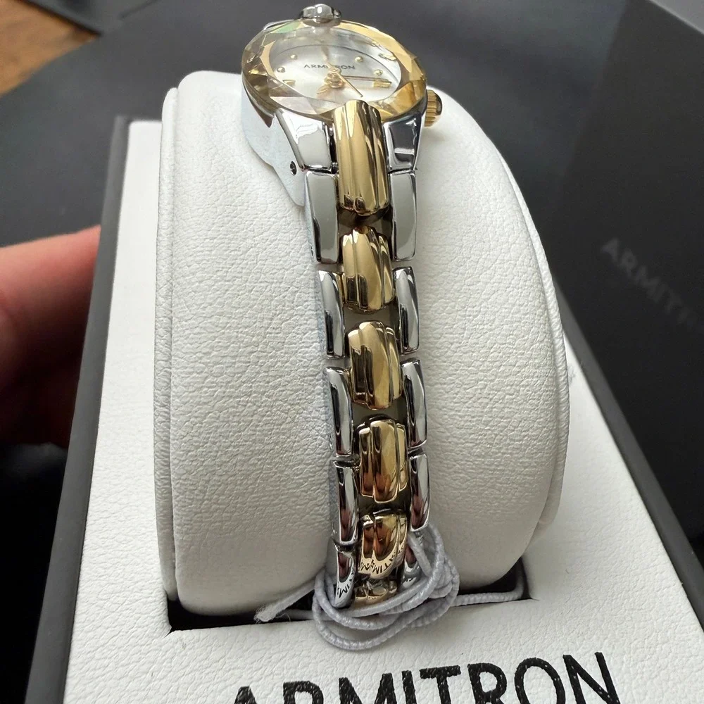 Armitron 75/3313 Womens Oval Faceted Crystal Two-Tone Bracelet Watch New Battery